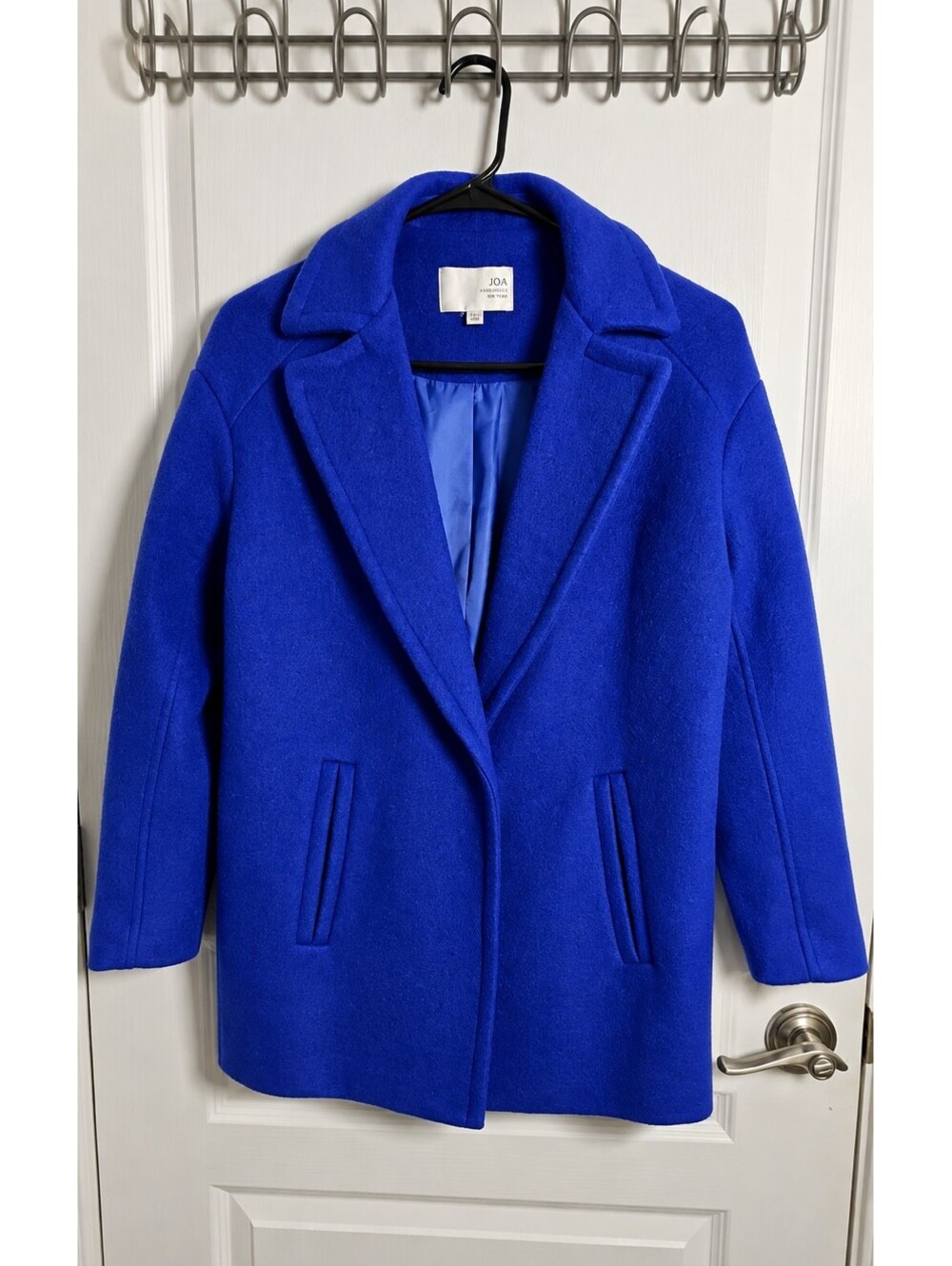 J.O.A. Los Angeles Cobalt Blue Wool Blend Oversized Coat Womens Small